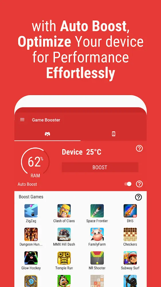 Screenshot of the Game Booster Launcher app