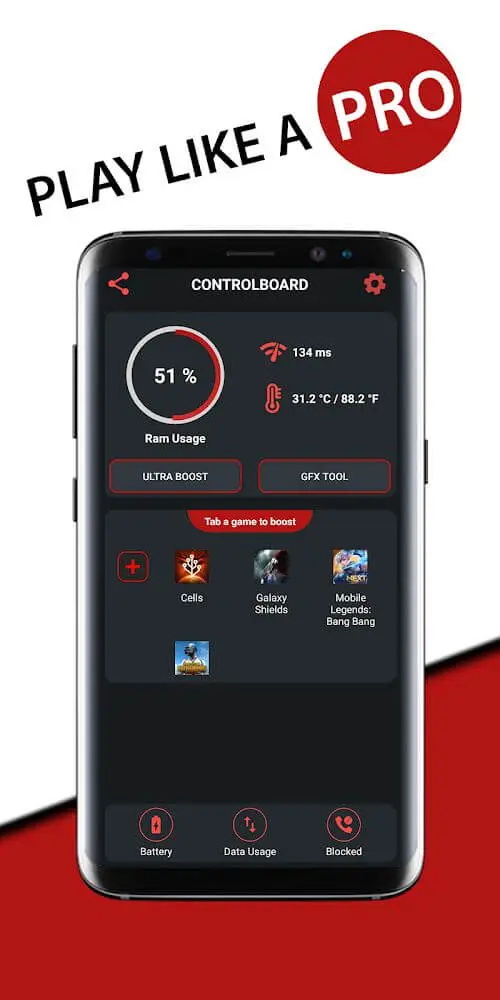 Screenshot of the Game Booster VIP app