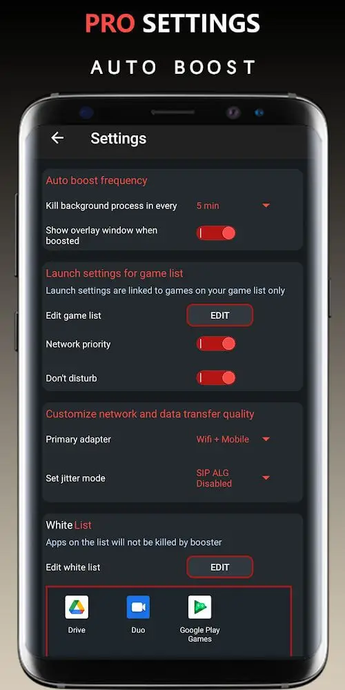 Screenshot of the Game Booster VIP app