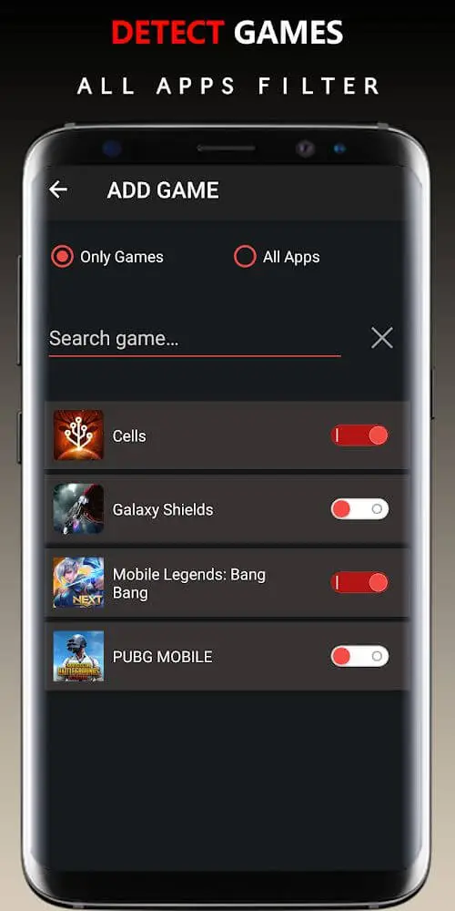 Screenshot of the Game Booster VIP app