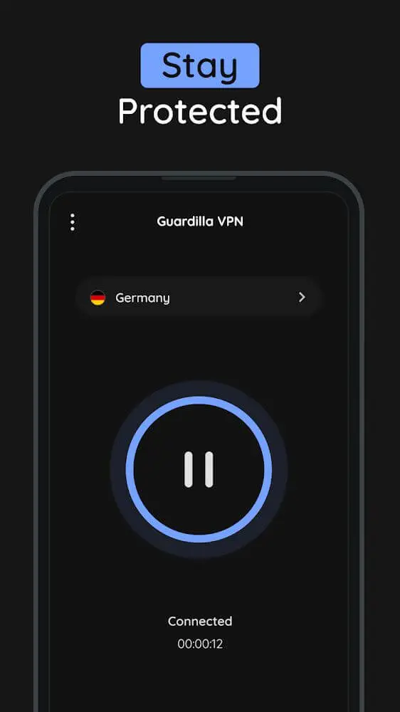Screenshot of the Guardilla VPN app