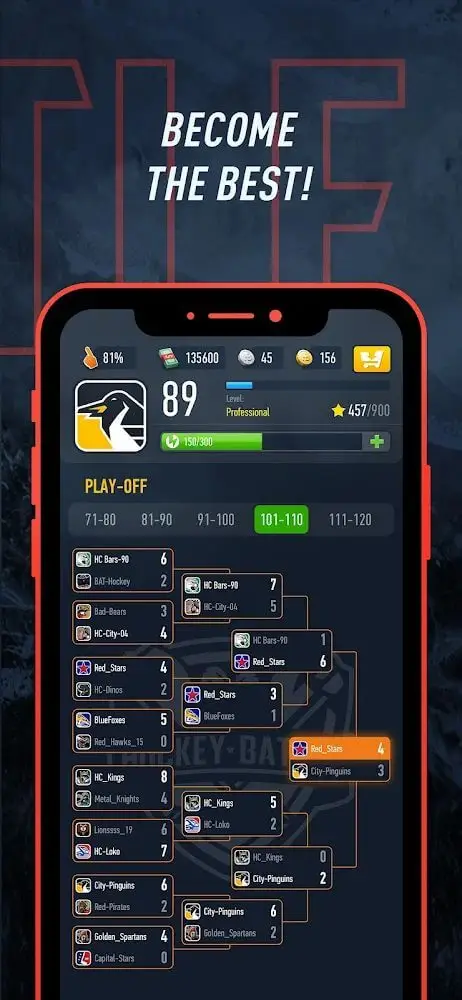Screenshot of the HockeyBattle app
