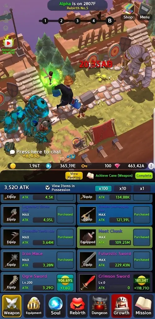 Screenshot of the INFINITE KNIGHT: 3D IDLE RPG app