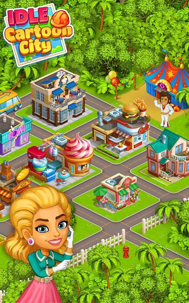 Screenshot of the Idle Cartoon City app