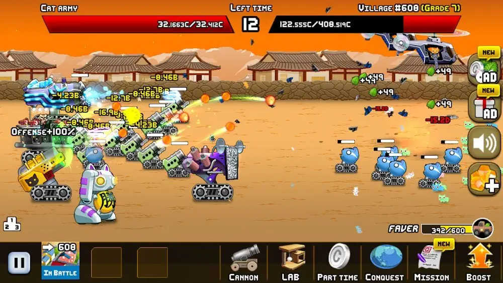 Screenshot of the Idle Cat Cannon game