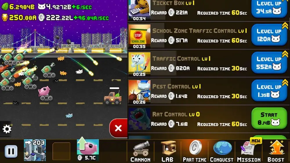 Screenshot of the Idle Cat Cannon game