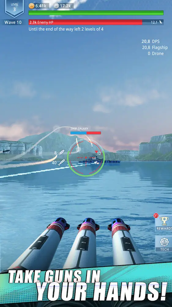 Screenshot of the Idle Fleet: Warship Shooter app
