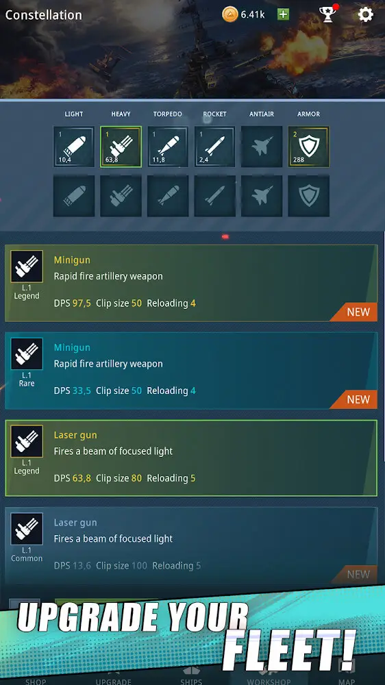 Screenshot of the Idle Fleet: Warship Shooter app