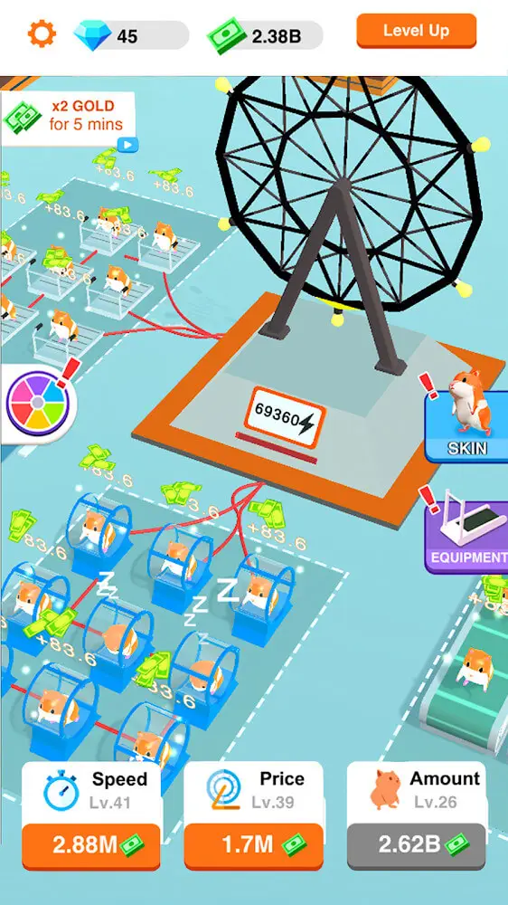 Screenshot of the Idle Hamster Energy app