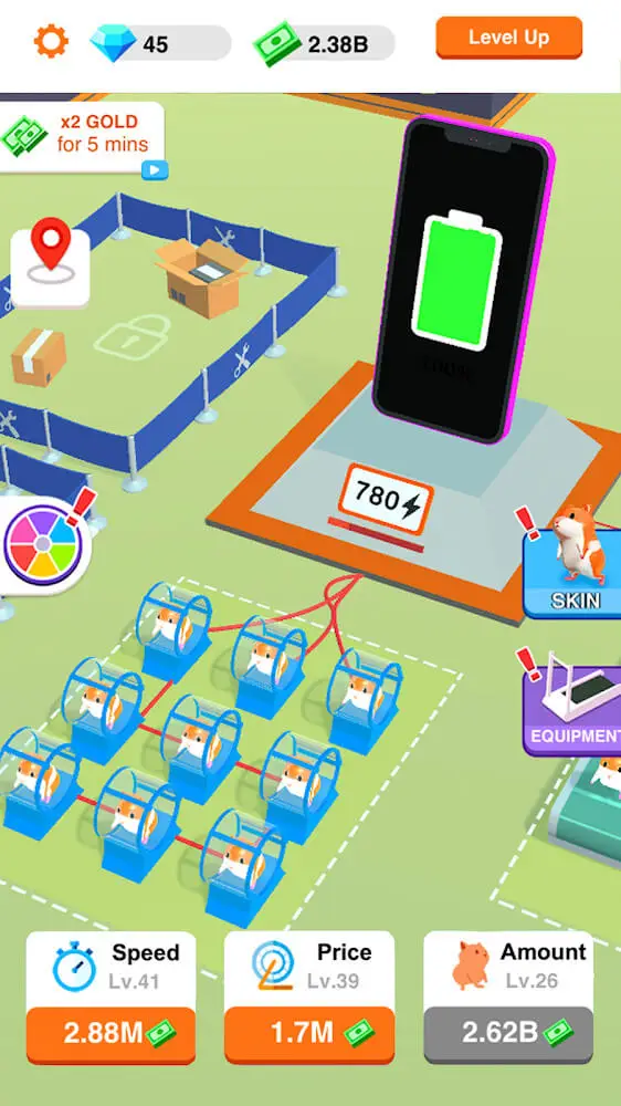 Screenshot of the Idle Hamster Energy app