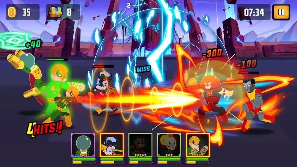 Screenshot of the Idle Stickman Heroes Fight game