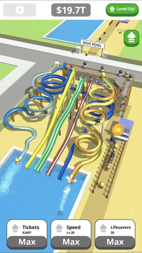 Screenshot of the Idle Tap Splash Park app