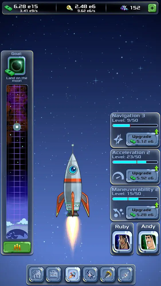Screenshot of the Idle Tycoon: Space Company app