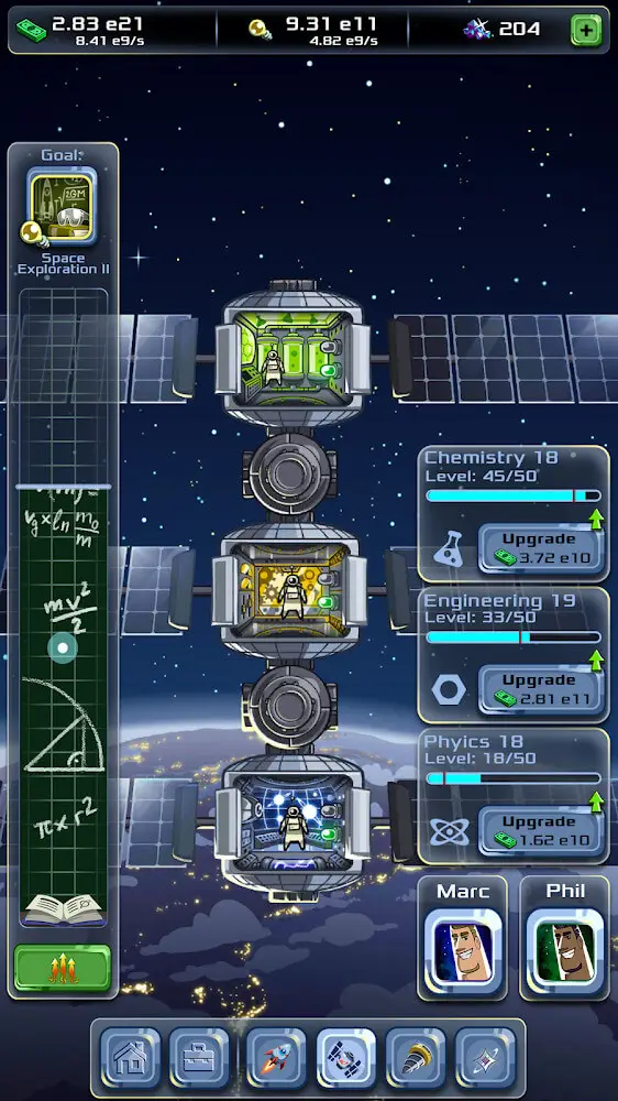 Screenshot of the Idle Tycoon: Space Company app