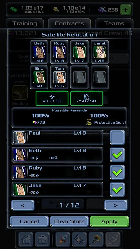 Screenshot of the Idle Tycoon: Space Company app