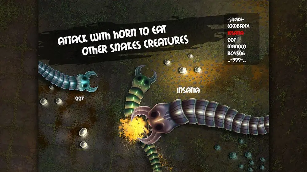 Screenshot of the Insatiable IO Snakes game