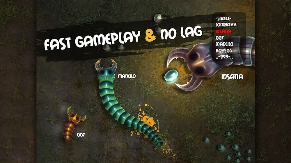 Screenshot of the Insatiable IO Snakes game