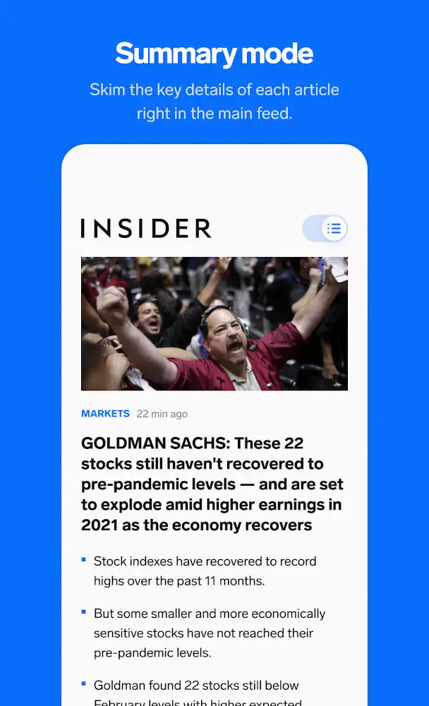 Screenshot of the Insider app