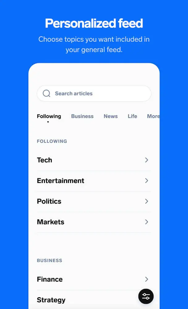 Screenshot of the Insider app