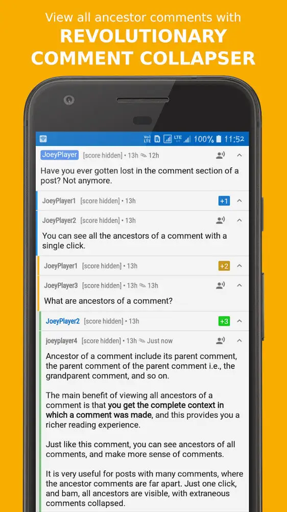 Screenshot of the Joey for Reddit app