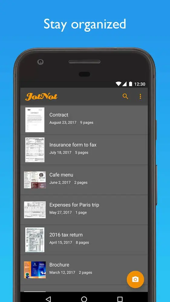 Screenshot of the JotNot Pro - PDF Scanner app