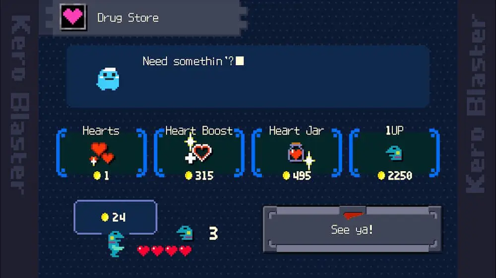 Screenshot of the Kero Blaster game
