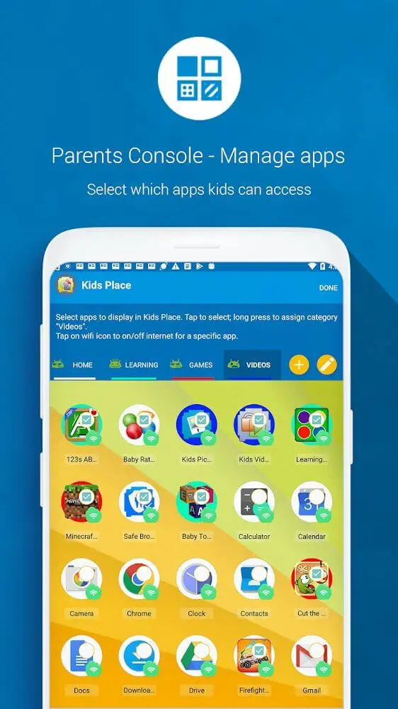 Screenshot of the Kids Place Parental Controls app