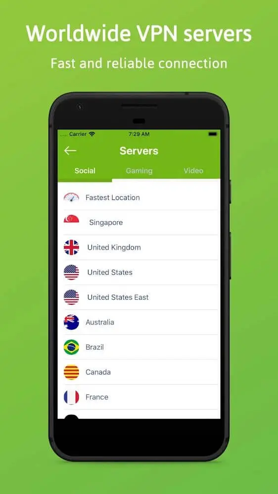 Screenshot of the Kiwi VPN app
