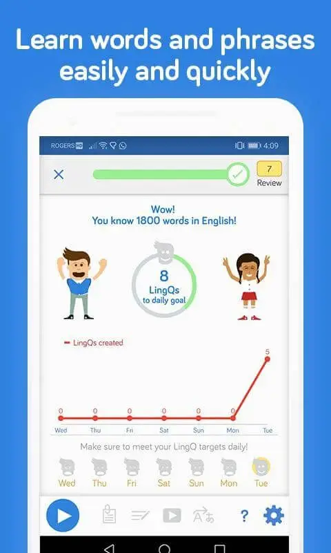 Screenshot of the LingQ app