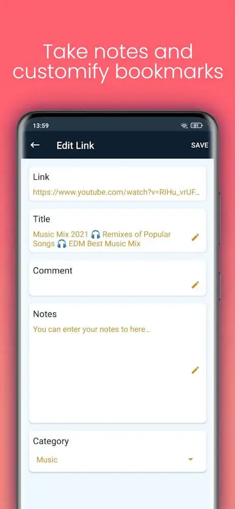 Screenshot of the LinkStore app