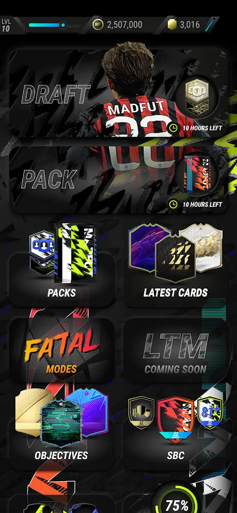 Screenshot of the Madfut 22 app