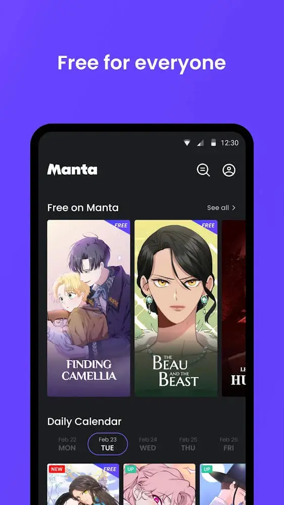 Screenshot of the Manta Comics app