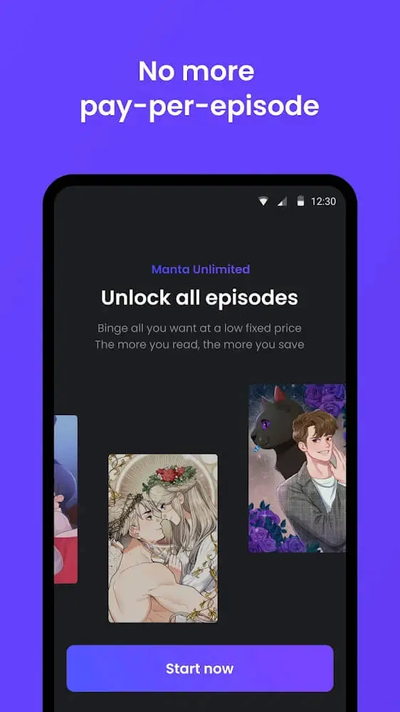Screenshot of the Manta Comics app