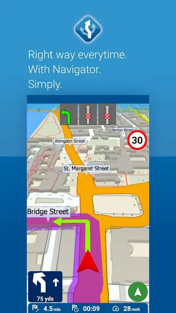 Screenshot of the MapFactor Navigator app