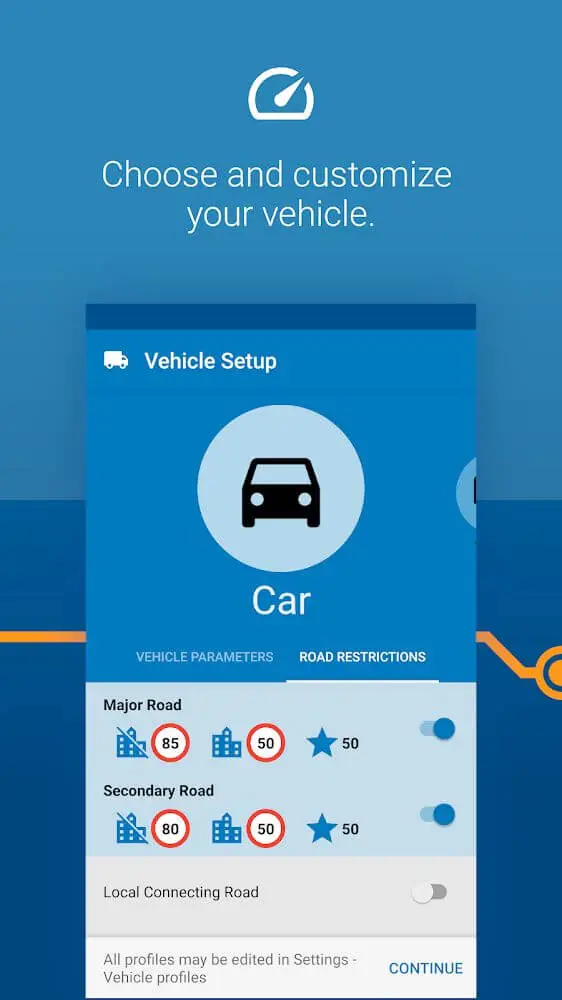 Screenshot of the MapFactor Navigator app