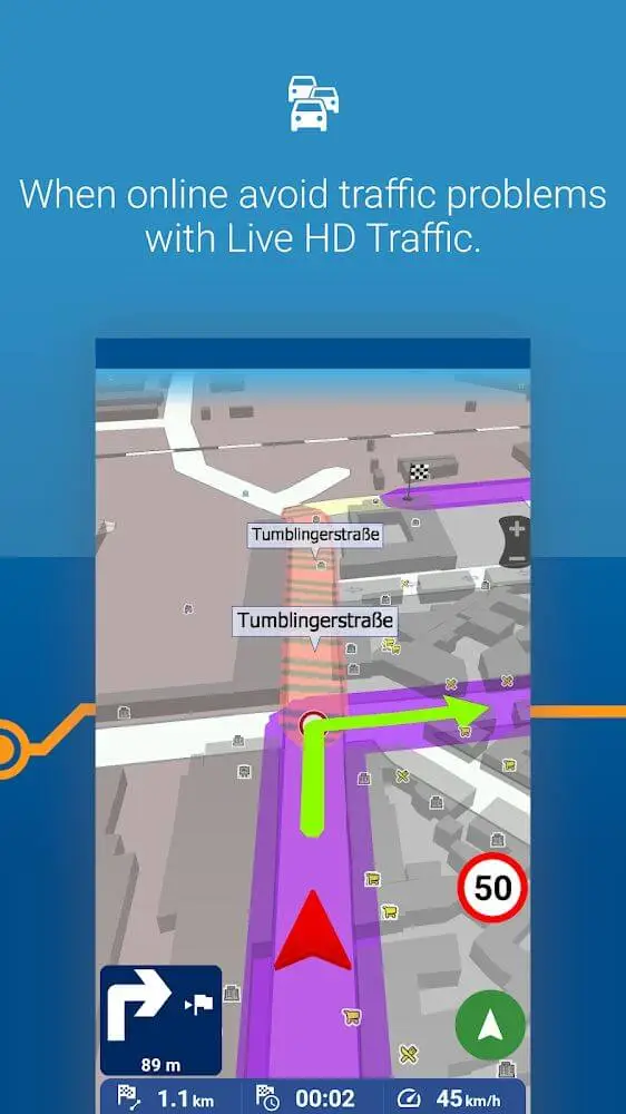 Screenshot of the MapFactor Navigator app