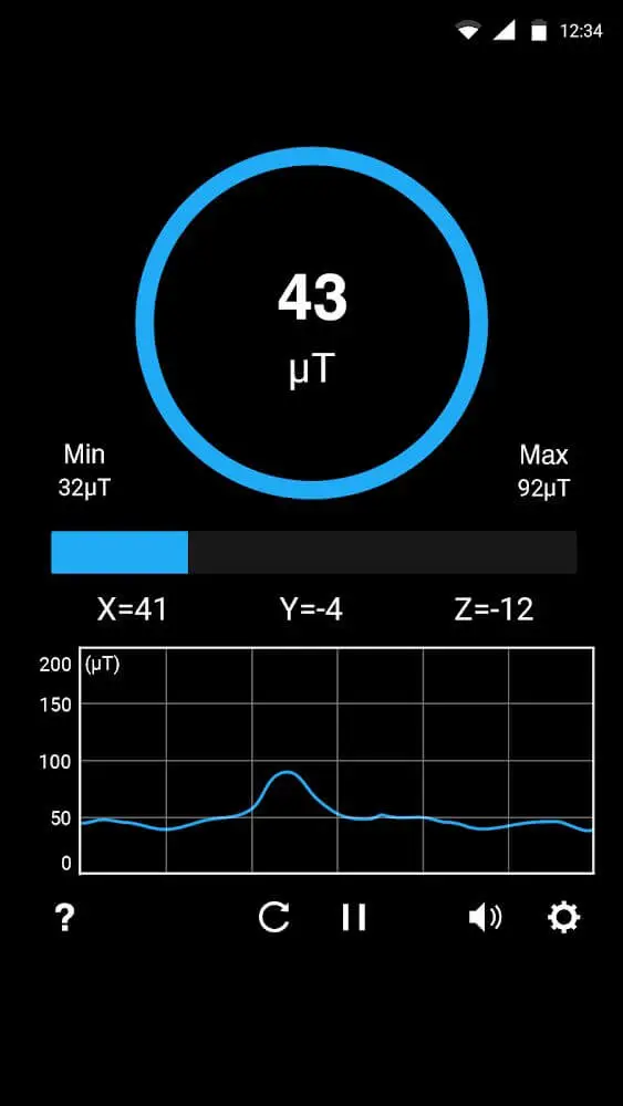 Screenshot of the Metal Detector app