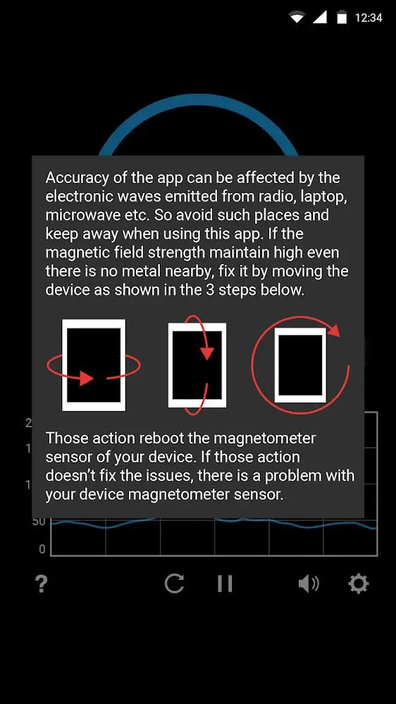Screenshot of the Metal Detector app
