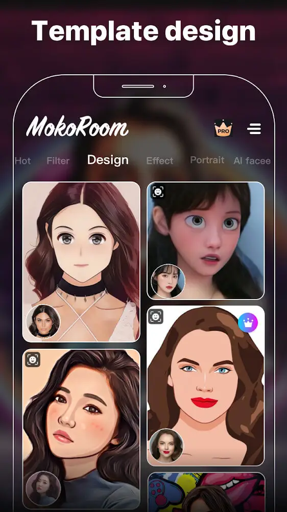 Screenshot of the Mokoroom (Facee) app