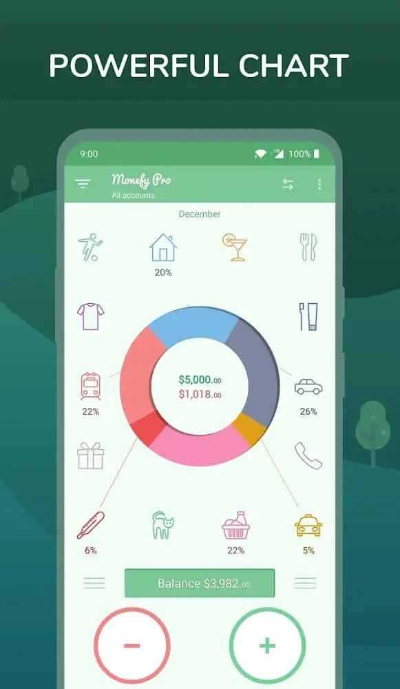 Screenshot of the Monefy Pro app