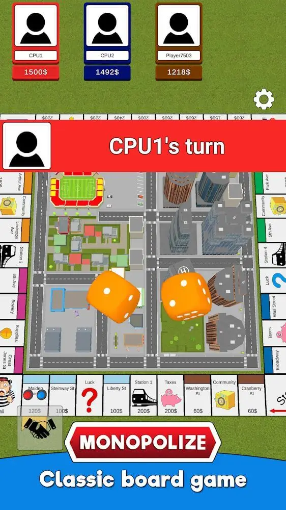 Screenshot of the Monopolize app