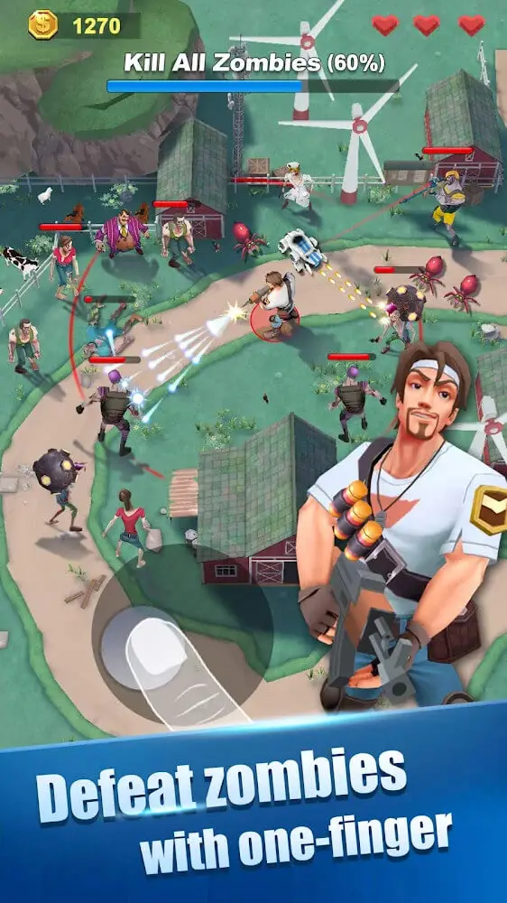 Screenshot of the Mow Zombies app