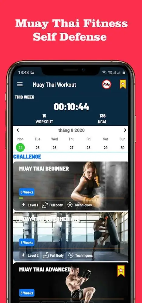 Screenshot of the Muay Thai Fitness app