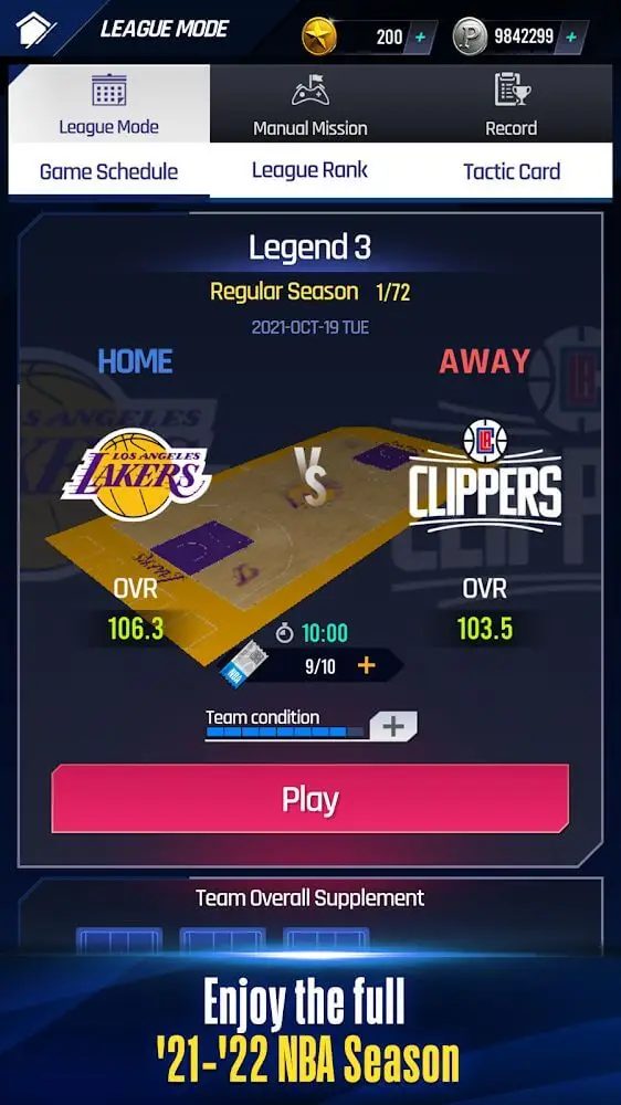 Screenshot of the NBA NOW 22 app