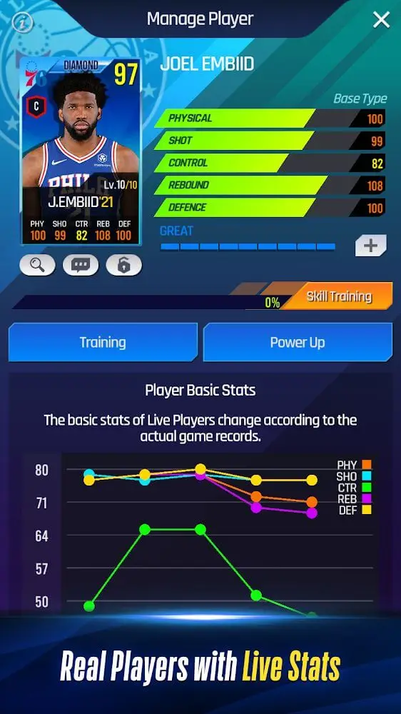 Screenshot of the NBA NOW 22 app