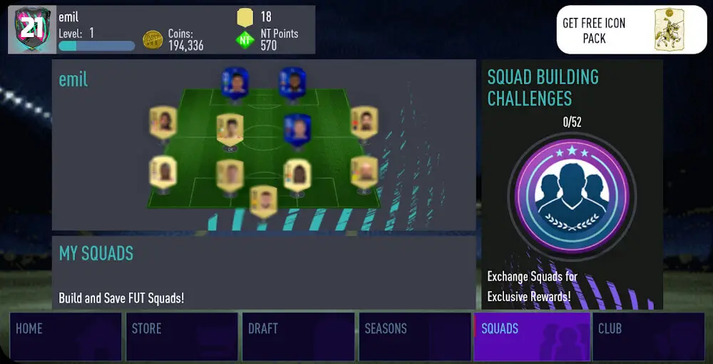 Screenshot of the NT 21 Draft Simulator + Pack Opener game
