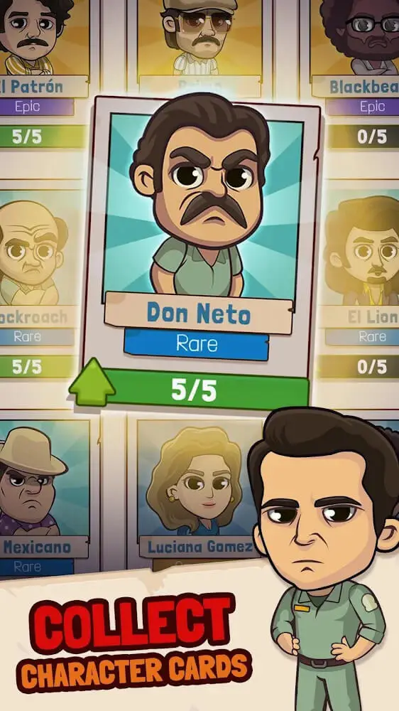 Screenshot of the Narcos Idle Cartel app