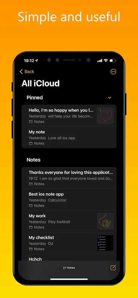 Screenshot of the Note iOS 16 (iNote) app