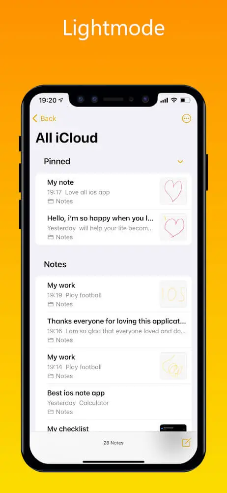 Screenshot of the Note iOS 16 (iNote) app