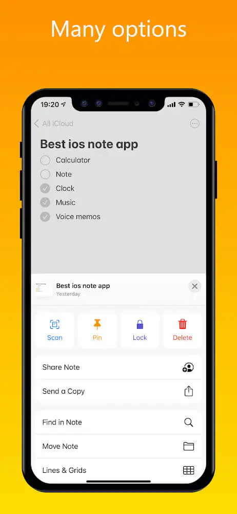 Screenshot of the Note iOS 16 (iNote) app